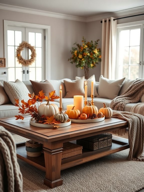 cozy fall coffee table decor