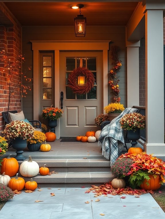 cozy fall entrance decor