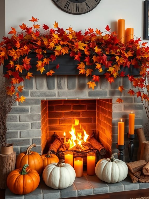cozy fall fireplace decor
