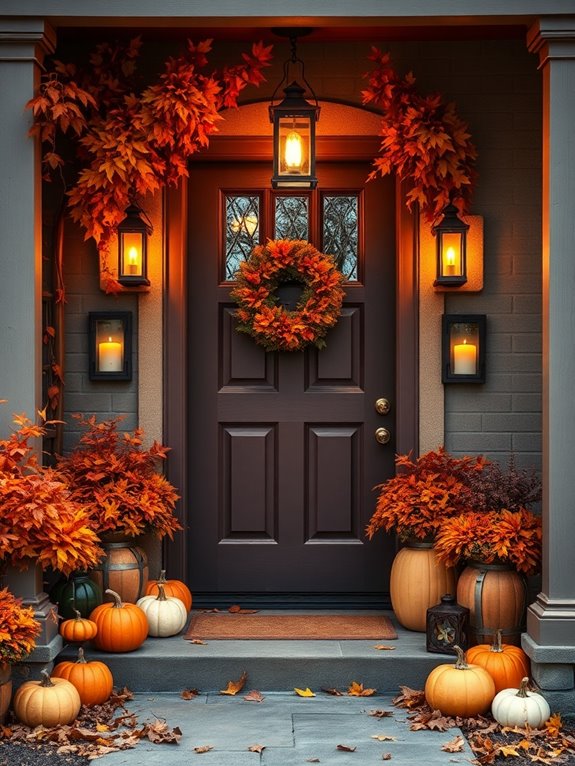cozy fall lantern door decor