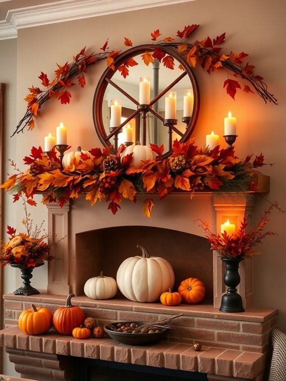 cozy fall mantle decor