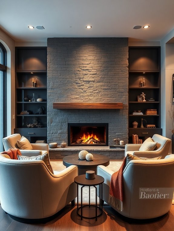 cozy fireplace focal point