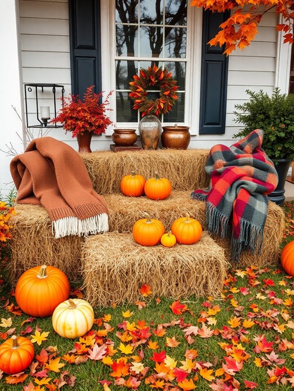cozy hay bale seating