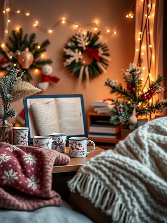 cozy holiday themed mugs