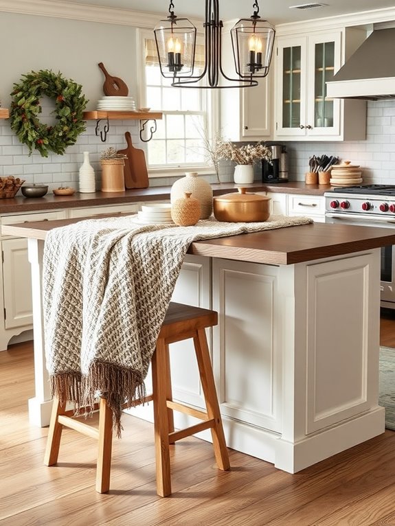 cozy kitchen textiles layering
