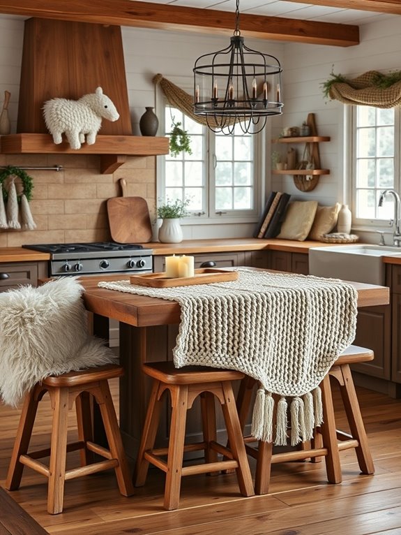 cozy kitchen with soft textiles