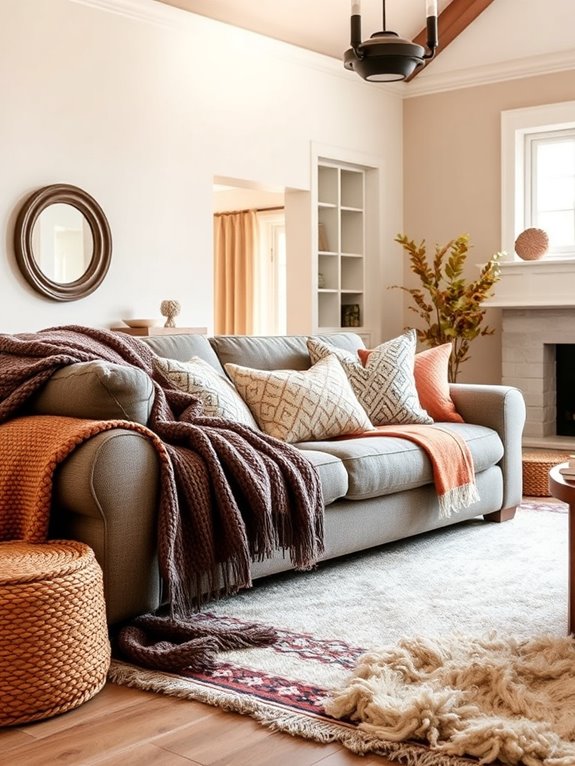 cozy layered textile decor