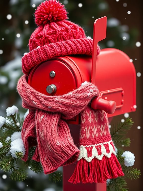 cozy mailbox scarf and hat