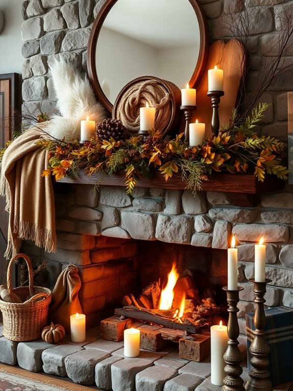 cozy mantel with textures