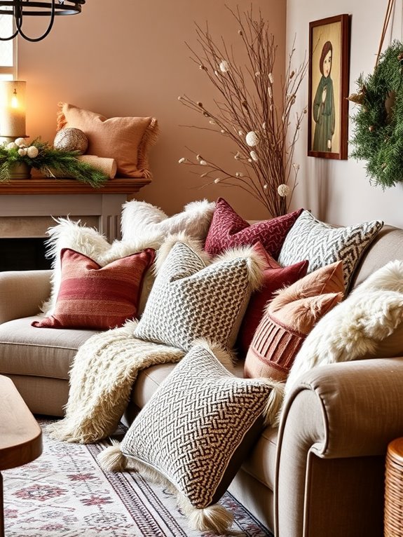 cozy plush pillow arrangement
