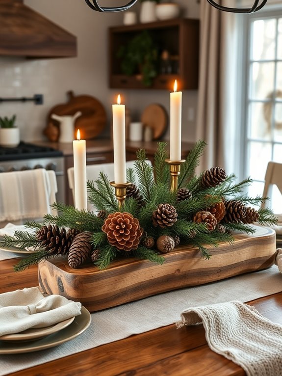 cozy rustic winter centerpiece