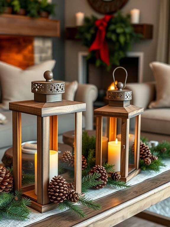 cozy rustic wood lanterns