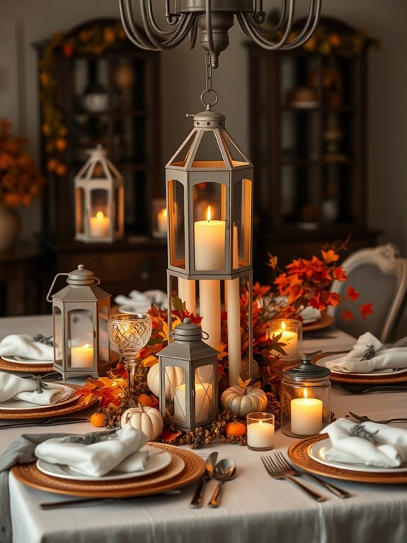 cozy table with lanterns