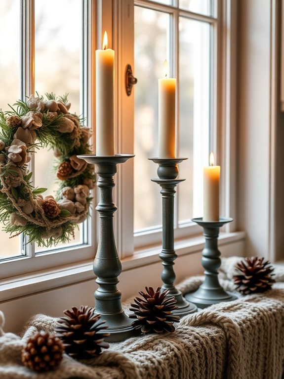 cozy vintage candle display