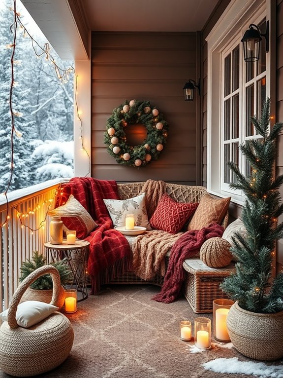 cozy winter balcony decor