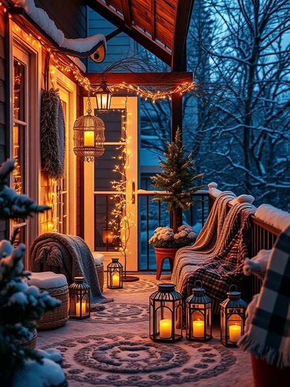 cozy winter balcony lighting