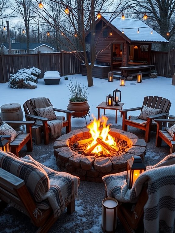 cozy winter fire pit setup