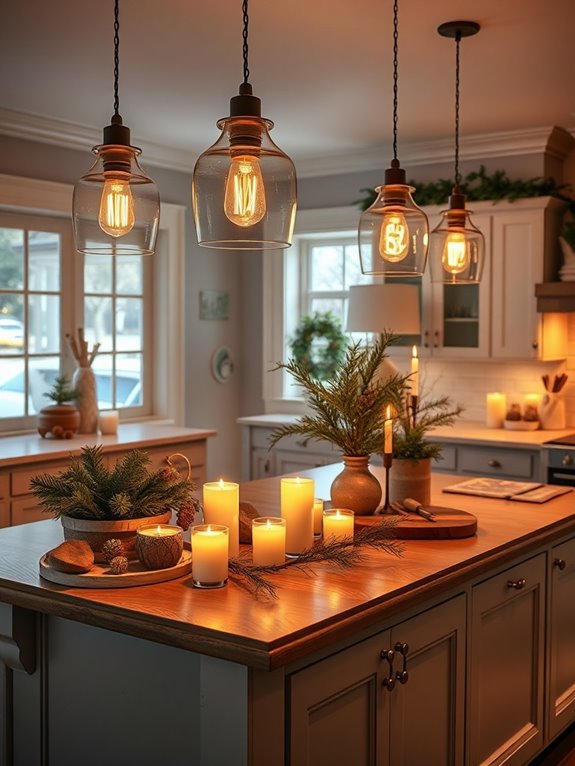 cozy winter kitchen lighting