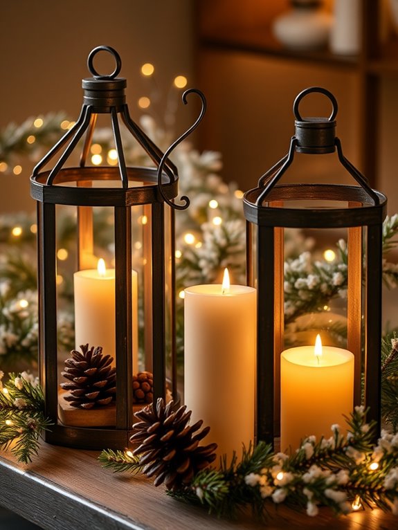 cozy winter lantern decor