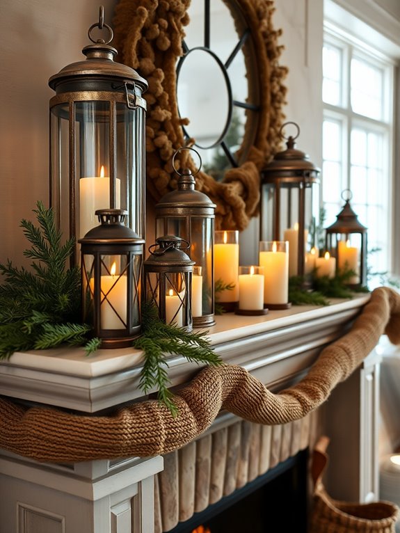 cozy winter mantel decor