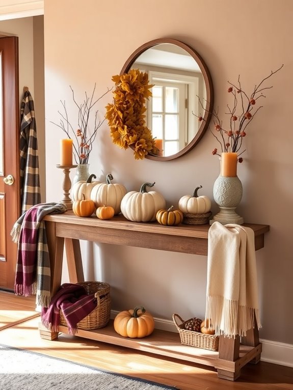 creative rustic pumpkin display