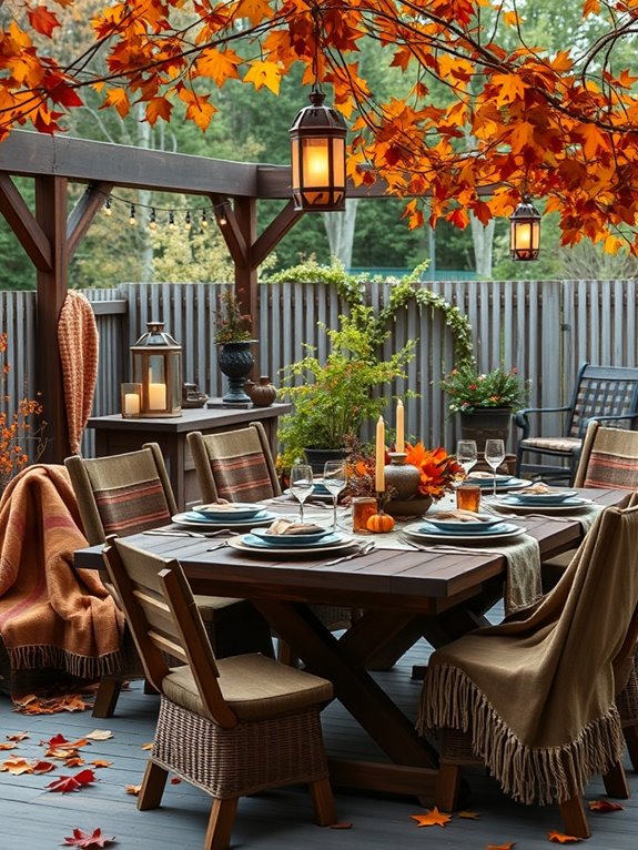 fall outdoor dining setup