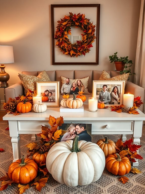 fall themed family photo display