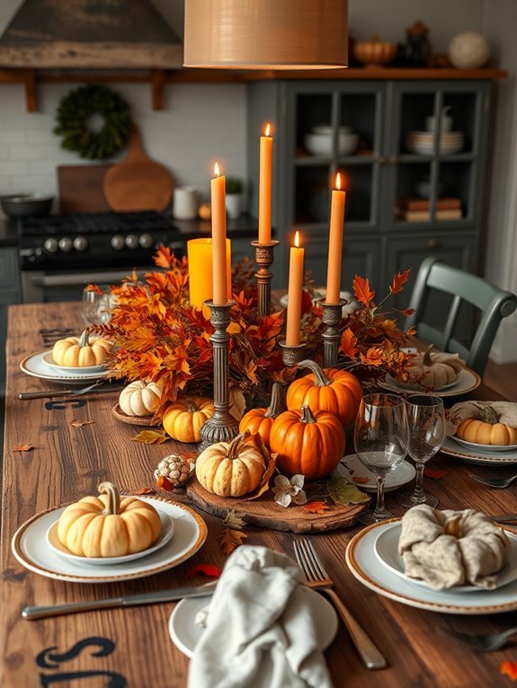 fall themed tablescape decorations
