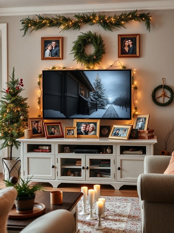 festive family photo display