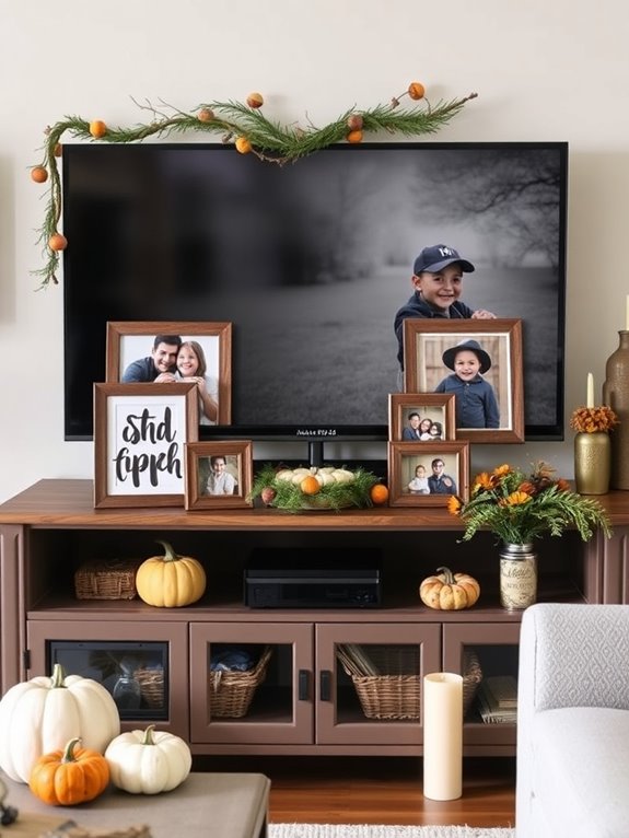 festive family photo display