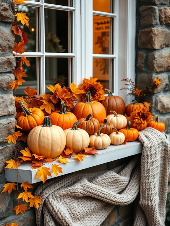 festive pumpkin window decor