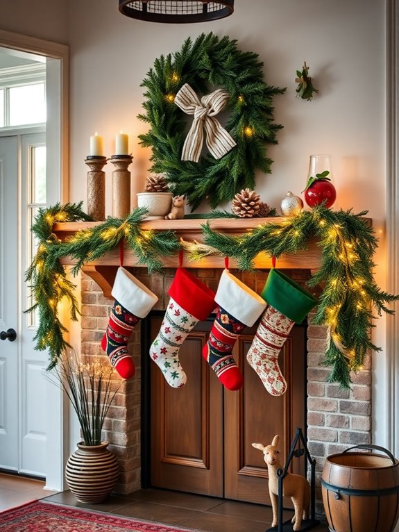 festive stockings enhance foyer