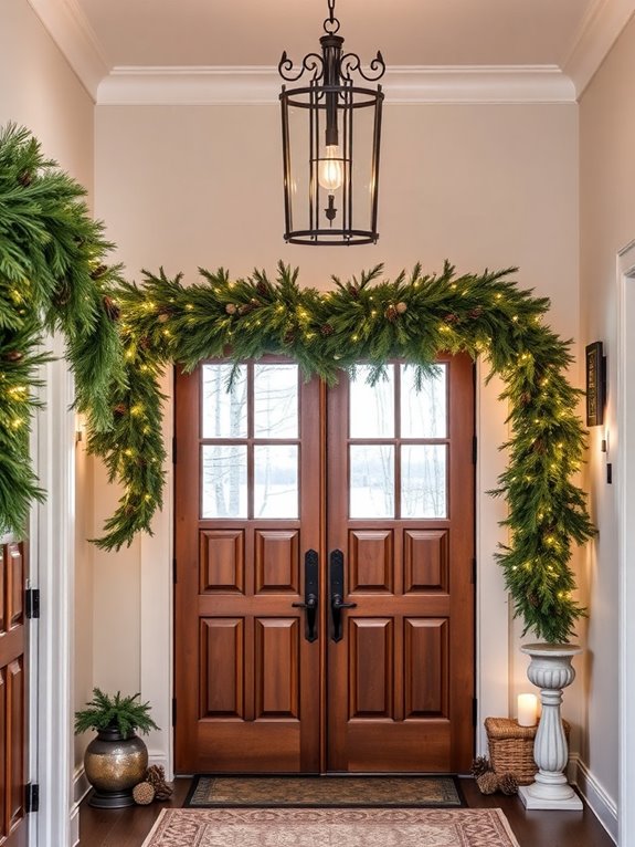 foyer festive greenery decor