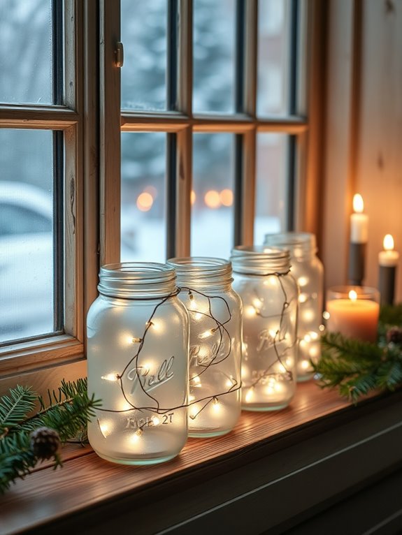frosted jars with lights