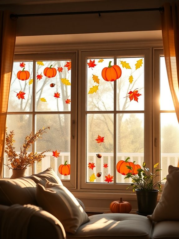 fun autumn themed window stickers