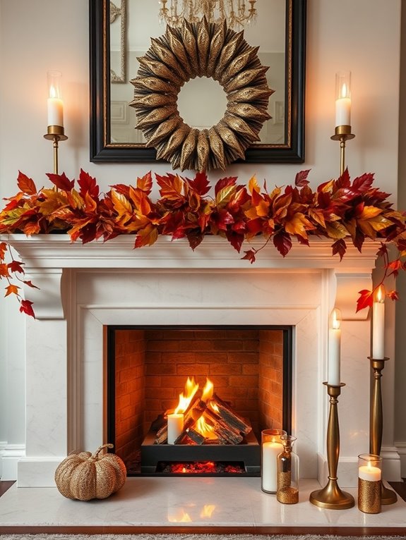 glamorous metallic fireplace accents