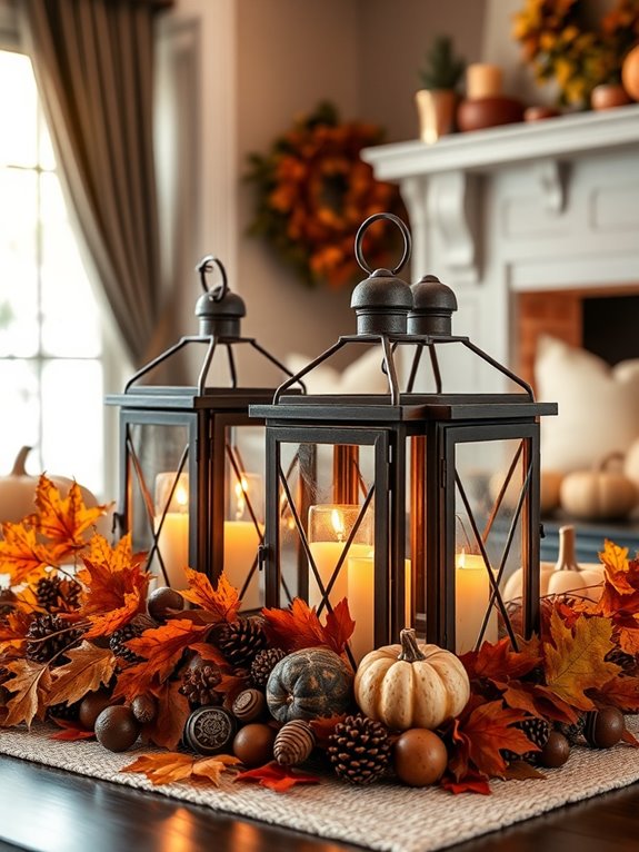 lanterns and fall foliage