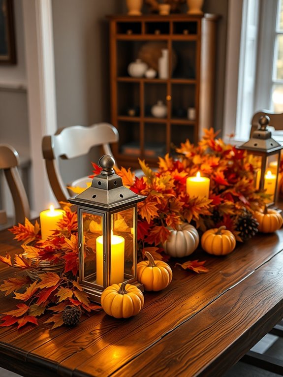 lanterns enhance fall centerpieces
