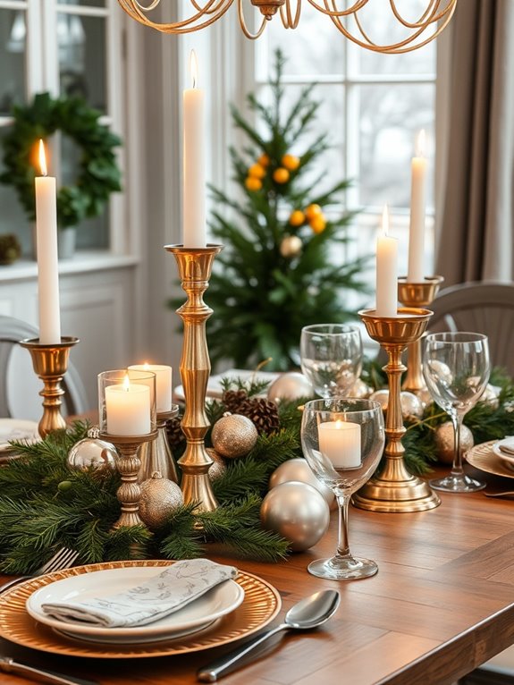 metallic winter table decor