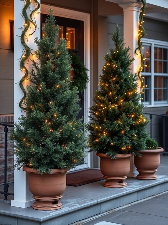 potted evergreen winter decor