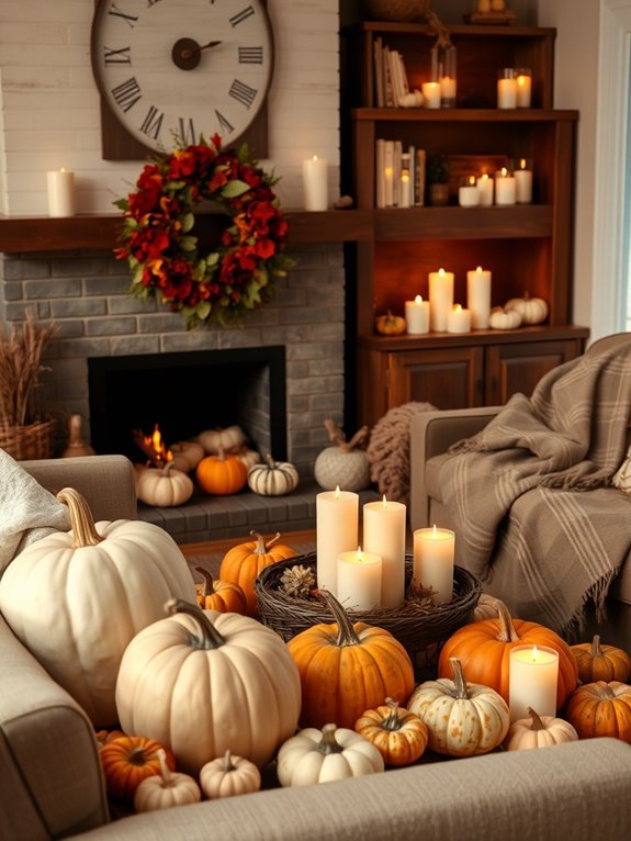 pumpkins and gourds arrangement