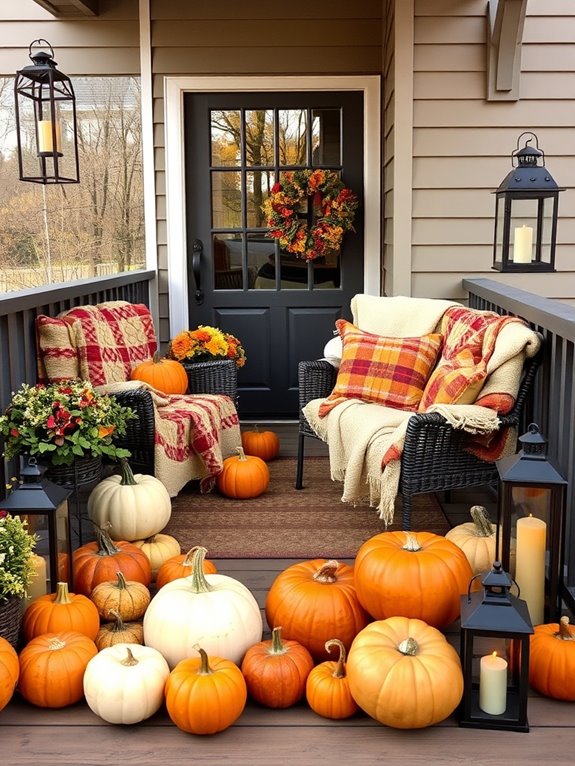 pumpkins and gourds arrangement