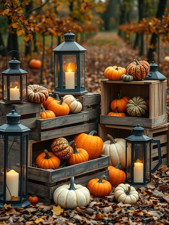 rustic crates and lanterns