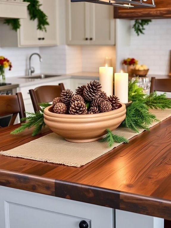 rustic winter kitchen centerpiece