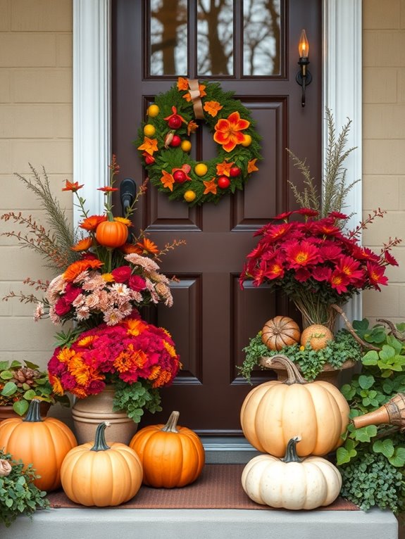 seasonal flowers brighten entryway