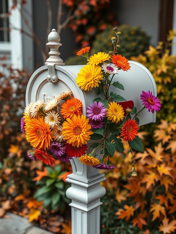 seasonal flowers mailbox decor