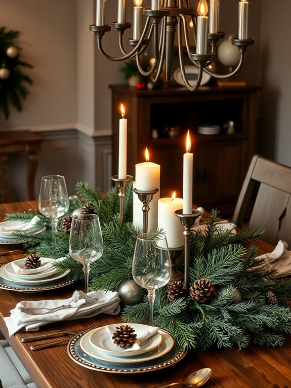 seasonal greenery dining decor