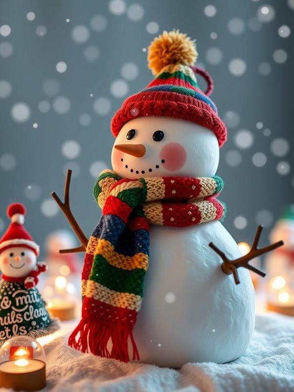 snowmen and holiday decorations