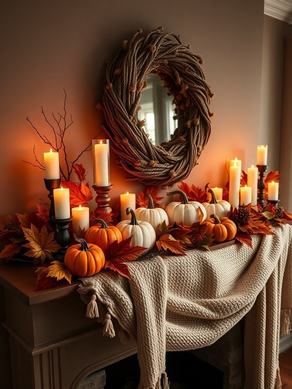 stunning fall mantel display