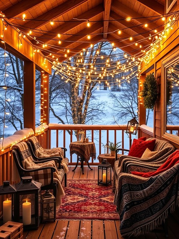 twinkling string lights decorating